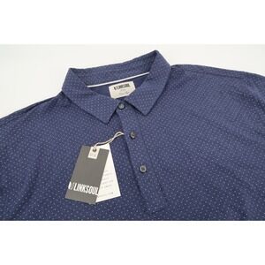 NEW Linksoul Mens XXL Golf Polo Navy‎ Polka Dot Shirt Short Sleeve LS1236